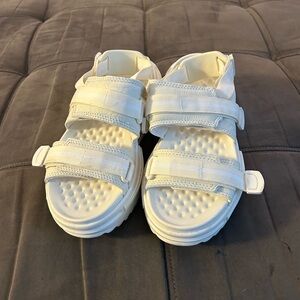 Women's White Strappy Platform Sport Sandals